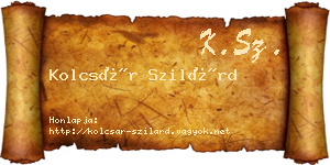 Kolcsár Szilárd névjegykártya